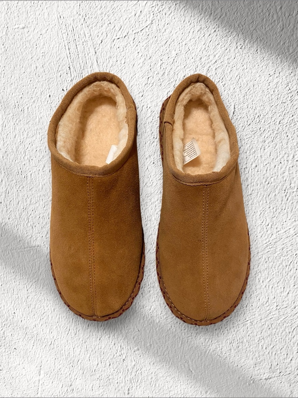 BEARPAW Slippers NEW Suede Sherpa Lined Indoor Outdoor Platform Sole Size 9